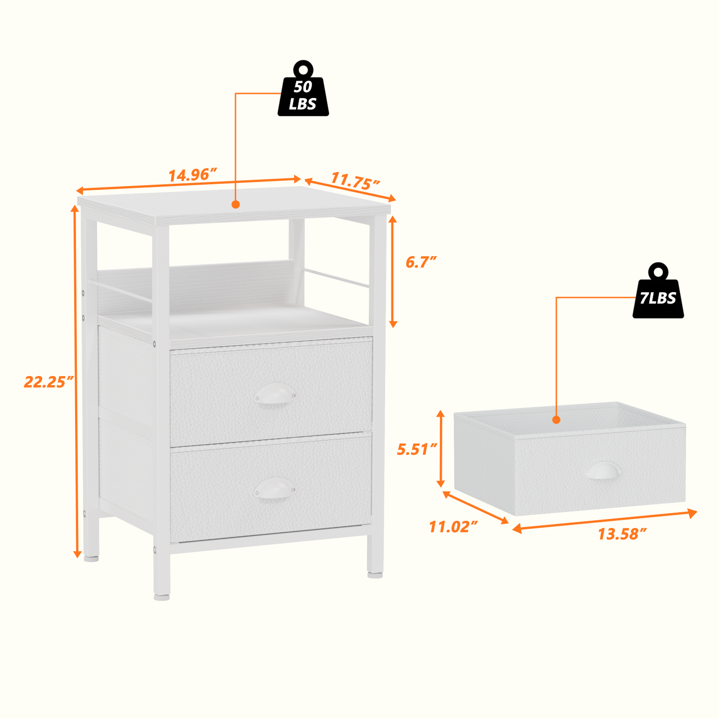 Symnic Nightstand with 2 Fabric Drawers Bedroom Furniture