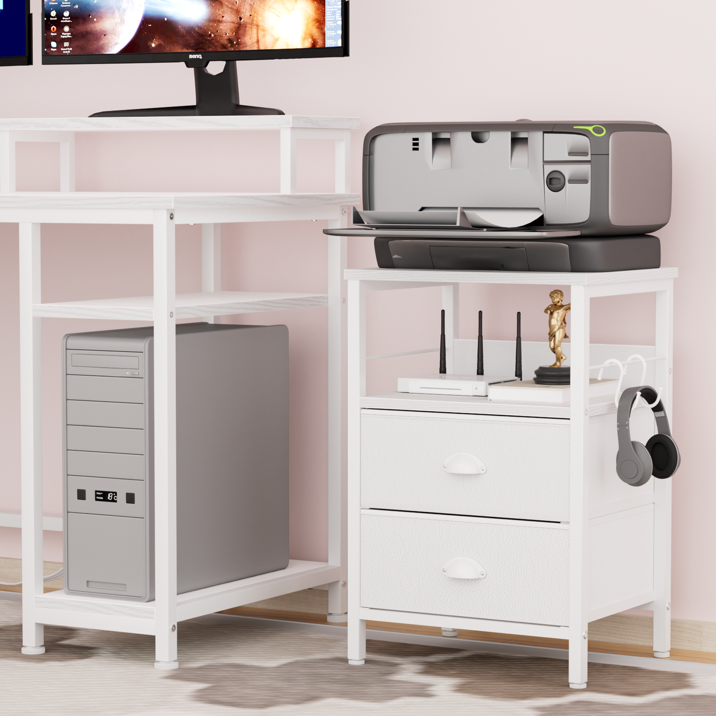 Symnic Nightstand with 2 Fabric Drawers Bedroom Furniture