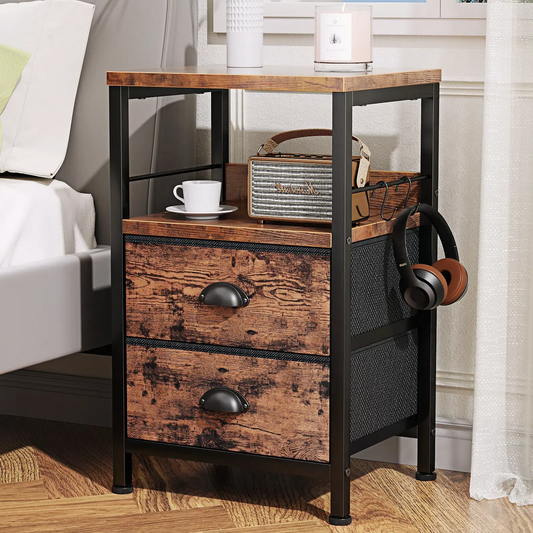 Symnic Nightstand with 2 Fabric Drawers Bedroom Furniture