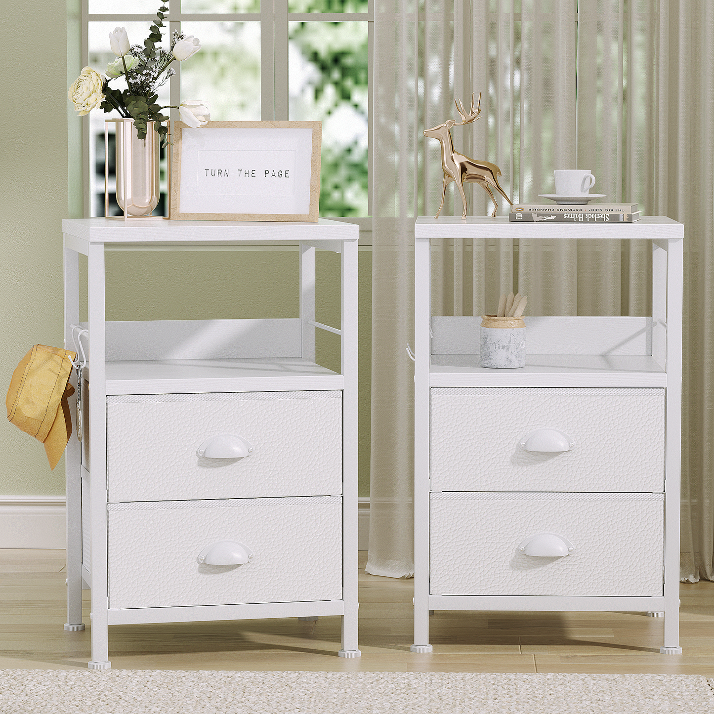 Symnic Nightstand with 2 Fabric Drawers Bedroom Furniture