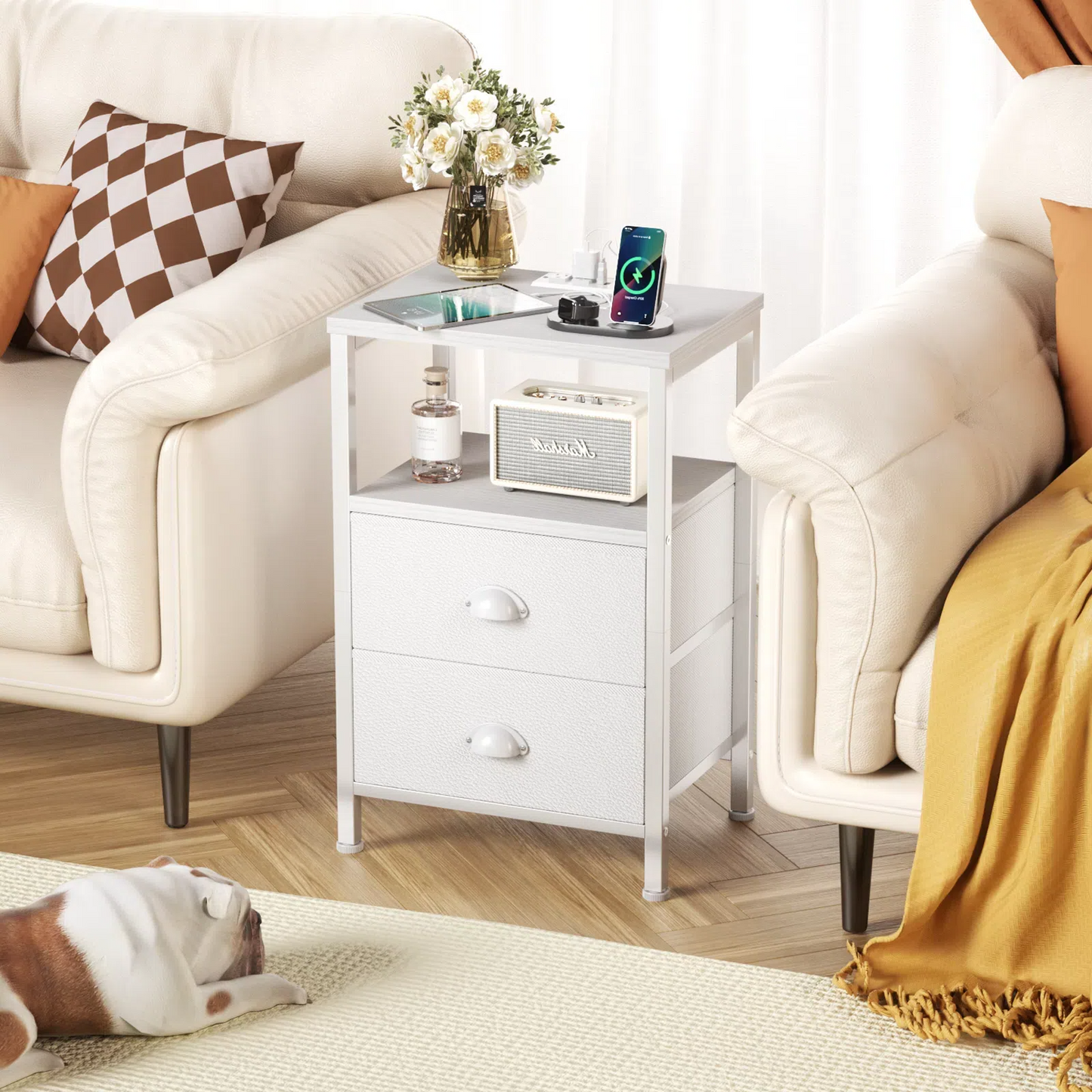 Symnic Nightstand with Charging Station