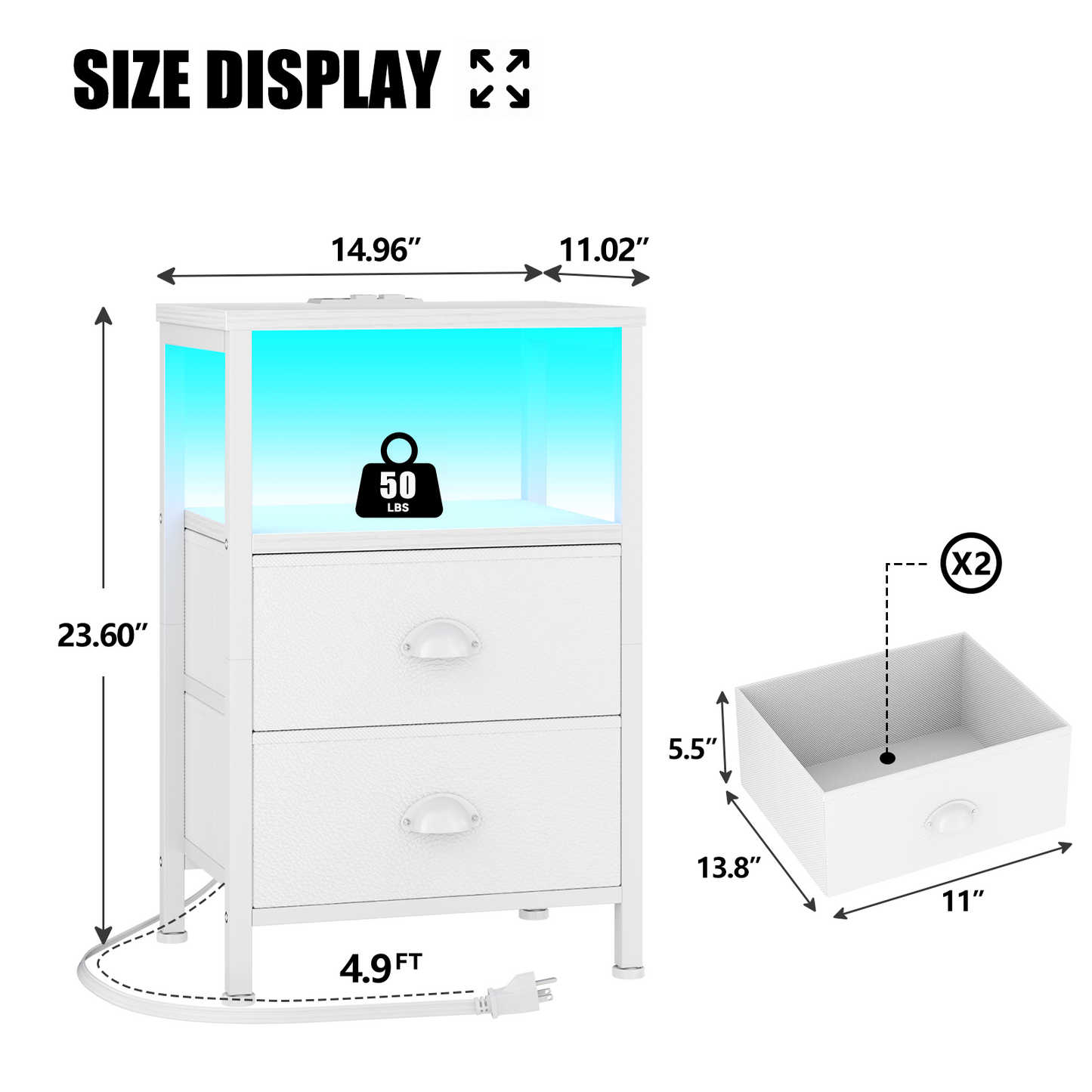 Symnic Nightstand with Charging Station