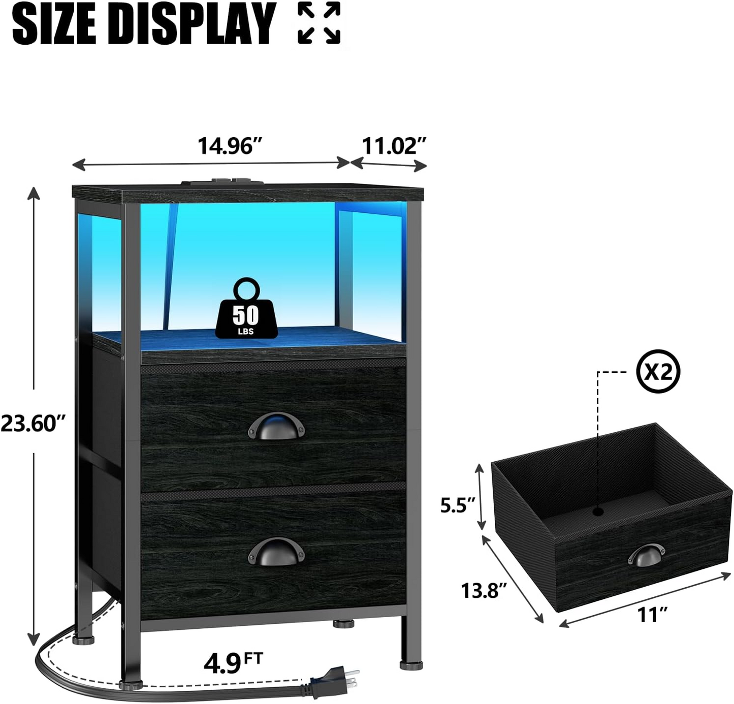 Symnic Nightstand with Charging Station