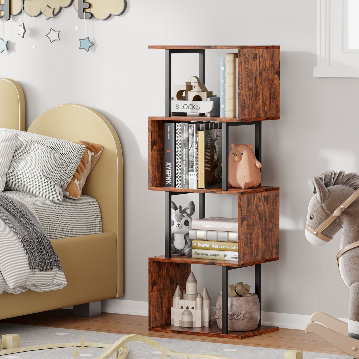Symnic S-Shaped Geometric Bookcase