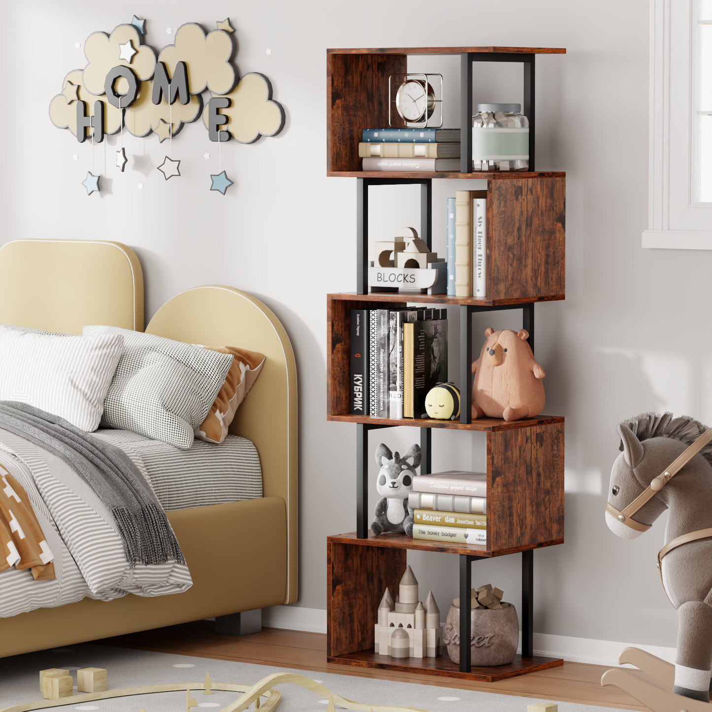 Symnic S-Shaped Geometric Bookcase