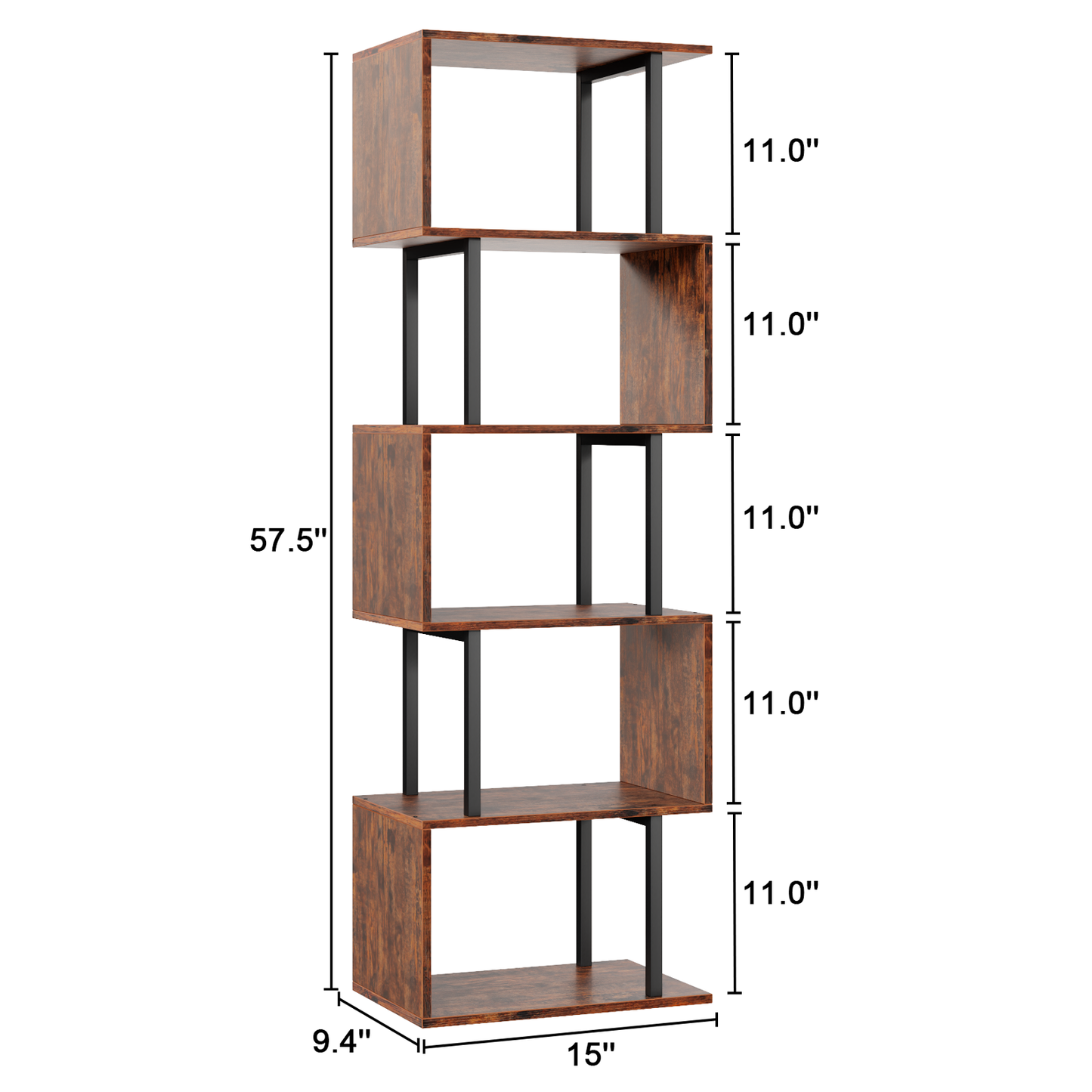 Symnic S-Shaped Geometric Bookcase