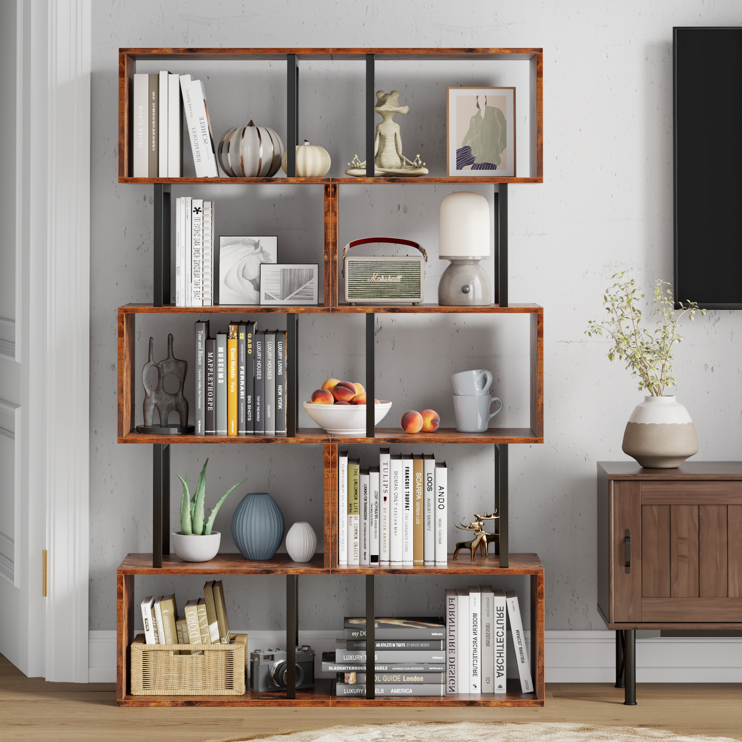 Symnic S-Shaped Geometric Bookcase